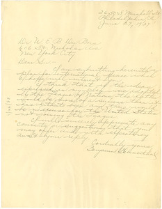 Letter from Benjamin Blumenthal to W. E. B. Du Bois