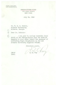 Letter from Phelps-Stokes Fund to W. E. B. Du Bois