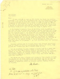 Letter from Ellen Winsor to the Crisis