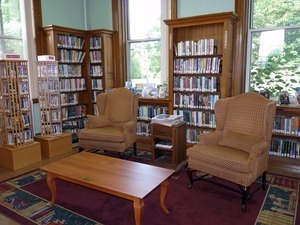 Hatfield Public Library: reading area and book stacks
