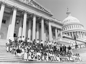 Group from Powder Mill Middle School on the steps of the United States Capitol building