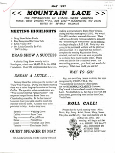 Mountain Lace: The Newsletter of Trans - West Virginia (May, 1992)