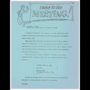 Memorandum from O. Phillip Snowden about meeting on March 10, 1964 regarding building homes and sales housing