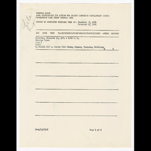 Agenda, minutes and attendance list for area #6 meeting on December 10, 1964