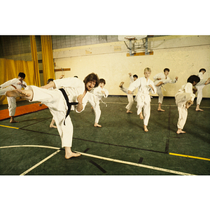 Group of students practicing martial arts