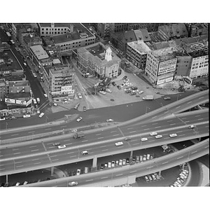 Sumner Tunnel area from over Expressway, clearing for Callahan Tunnel, Boston, MA