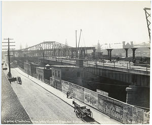 North portion of Charlestown Bridge looking south from roof of Waldo Brothers storehouse