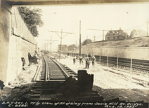 Dorchester Rapid Transit section 1. North view of right of way from Savin Hill Avenue Bridge