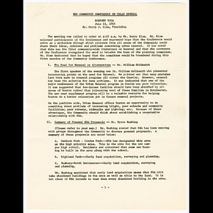 Summary of the Community Conference on Urban Renewal held on June 23, 1966