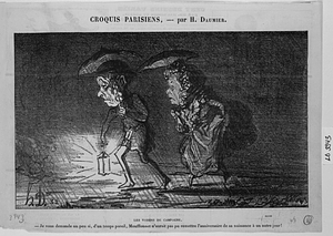 Les VOISINS DE CAMPAGNE. - Je vous demande un peu si, d'un temps pareil, Moufflonnet n'aurait pas pu remettre l'anniversaire de sa naissance à un autre jour! --- Retour par une pluie battante, pas de chance!