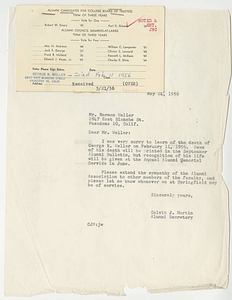 Letter acknowledging George Weller's death (May 24, 1956)