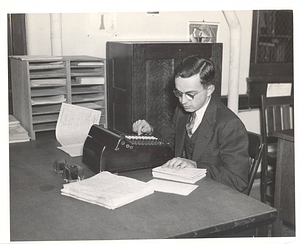 Student doing statistical analysis at springfield college (October 26, 1939)