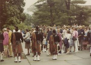 Bagpipers with Crowd.
