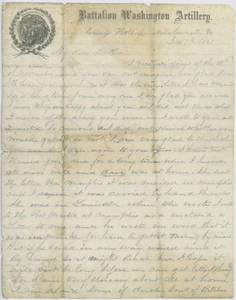 Letter by Charlie from Camp Hollins near Centerville, Va., to brother