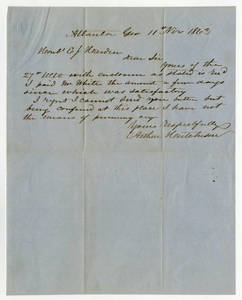Letters to Edward Jenkins Harden, 1863 November
