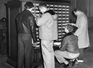 Searching the card catalog in Stetson Library