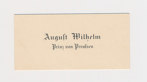 Ruth Burgess visitor card of August Wilhelm