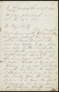 Letter from Michael Lally to his daughter, October 17, 1864
