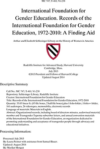 Records of the International Foundation for Gender Education, 1972-2010