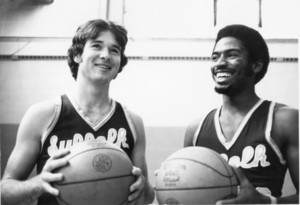 Suffolk University men's basketball players Donovan Little and Pat Ryan (captain), 1978