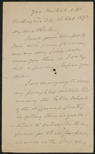 Letter, October 16, 1893, Capt. Sam C. Reid to James Jeffrey Roche