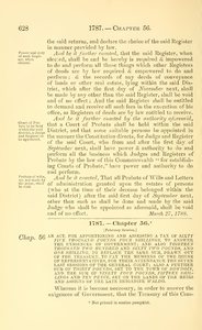 1787 Chap. 0056 An Act, For Apportioning And Assessing A Tax Of Sixty Five Thousand Pounds Four Shillings, To Answer The Exigences Of Government; And Also Thirteen Thousand Two Hundred And Sixty Two Pounds, And One Shilling, To Replace The Same Sum, Drawn Out Of The Treasury, To Pay The Members Of The House Of Representatives, For Their Attendance The Seven Last Sessions Of The General Court; Also A Further Sum Of Thirty Pounds, Set To The Town Of Bowdoin, And The Sum Of Ninety Four Pounds, Fifteen Shillings And Ten Pence, Set On The Lands Of The Heirs And Assigns Of The Late Brigadier Waldo.