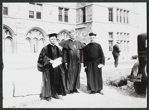 Commencement 1928. Abbot Bertrand Dolan, O.S.B., Cardinal O'Connell, Rev. James H. Dolan, S.J. of St. Anselm's, Manchester, N.H