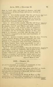 1800 Chap. 0061 An Act To Establish An Academy At Nantucket, By The Name Of The Nantucket Academy.