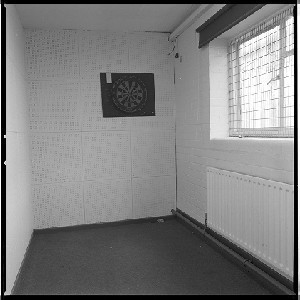 RUC station, Castlereagh, Belfast. Notorious for being the place in which many IRA prisoners were interrogated.  Known commonly as the Castlereagh Holding Centre. Bobbie was the only photographer allowed into the building to take photographs before it was demolished.Warder's recreation room