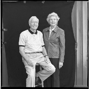 Basil McIvor, retired judge, former soldier, and son of a Methodist minister who was one of the first public figures to argue for integrated education in Northern Ireland. Portraits alone and with his wife