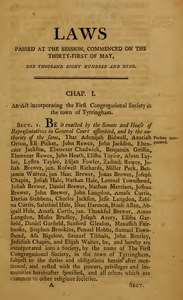 1809 Chap. 0001. An Act Incorporating The First Congregational Society In The Town Of Tyrringham.