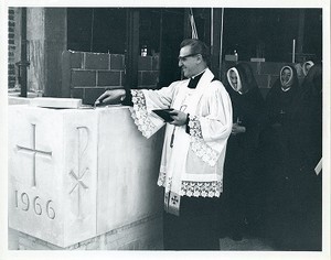 Joyce, W. Seavey at the dedication of a building at Newton College of the Sacred Heart