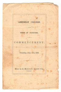 Amherst College Commencement program, 1865 July 13