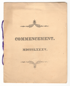 Amherst College Commencement program, 1885 July 1