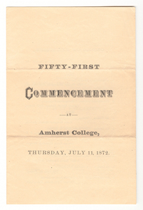 Amherst College Commencement program, 1872 July 11