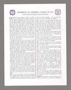 Amherst College annual report to secondary schools, 1971