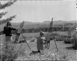 Photograph of an art class outside, 1973 May