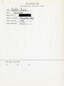 Citywide Coordinating Council daily monitoring report for Charlestown High School by Kathleen Field, 1975 September 22