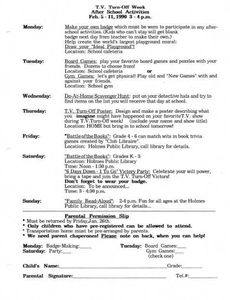 TV Turnoff Week schedule