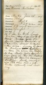 Tewksbury Almshouse Intake Record: Callahan, Dennis