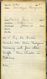 Tewksbury Almshouse Intake Record: Burgoyne, Montague