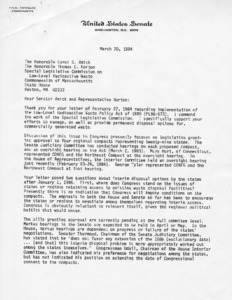 Letter to Carol S. Amick and Thomas C. Norton from Senator Paul E. Tsongas