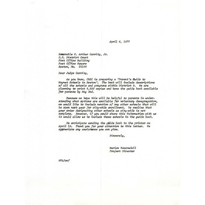 Letter, Judge Garrity, April 6, 1977.