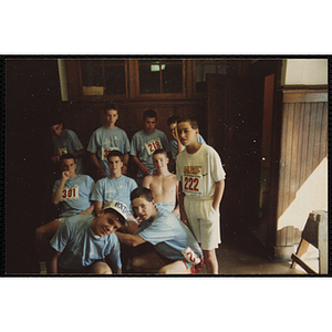 A group of teenage boys pose for a group shot during the Battle of Bunker Hill Road Race