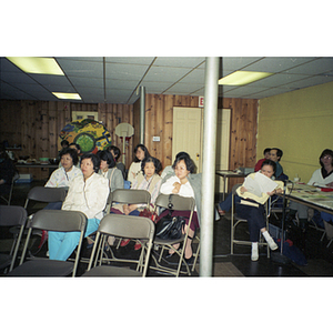Group of Chinese Americans at a meeting about bilingual education