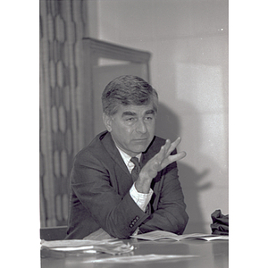 Michael Dukakis, speaker at forum for President Clinton's Economic Plan