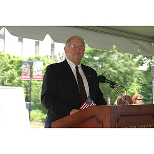 Neal Finnegan speaks at the Veterans Memorial groundbreaking ceremony