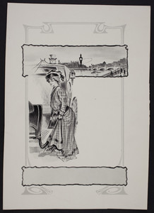 Sample for shoe advertisement, London cab costume image, location unknown, undated