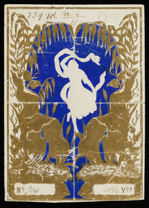 Label for unidentified silk manufacturer, female figure, location unknown, undated