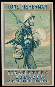 Trade card for Lone Fisherman Cigarettes and Tobacco, Marburg Bros., Baltimore, Maryland, undated
